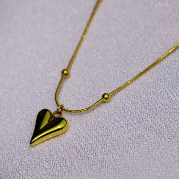 18K Gold-Plated Stainless Steel Heart Pendant Necklace