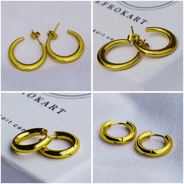 Combo of 2 - Cuff - Hoop Huggie Earrings