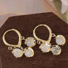 Golden Dewdrop Hoops - Heart Shaped Studs Earrings