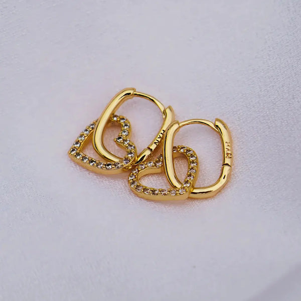18K Earrings Heart Drop - Anti Tarnish Stainless steel